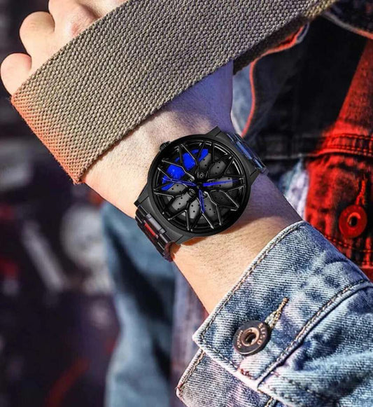 Limited Edition Rotating Alloy Wheel watch - Stainless Steel chain