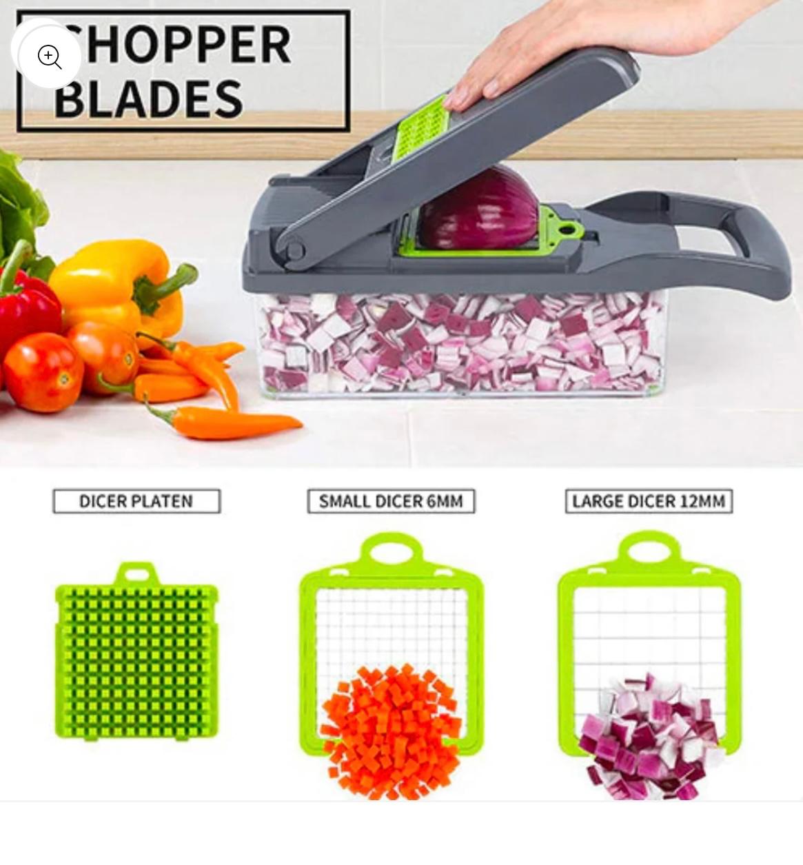 12 in 1 Vegetable Cutter & Slicer – Multifunctional Manual Chopper, Dicer, Peeler & Fruit Cutter – Onion & Salad Slicer Kitchen Tool