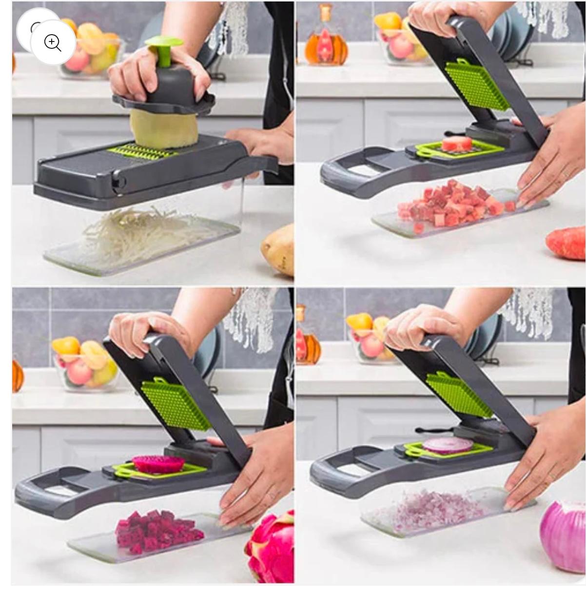 12 in 1 Vegetable Cutter & Slicer – Multifunctional Manual Chopper, Dicer, Peeler & Fruit Cutter – Onion & Salad Slicer Kitchen Tool