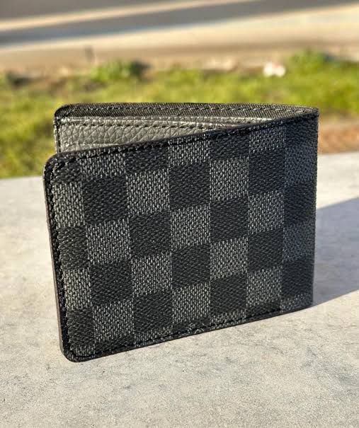 Designer LV Bifold Men Wallet Textured Black ( Made in Italy) - Hutch