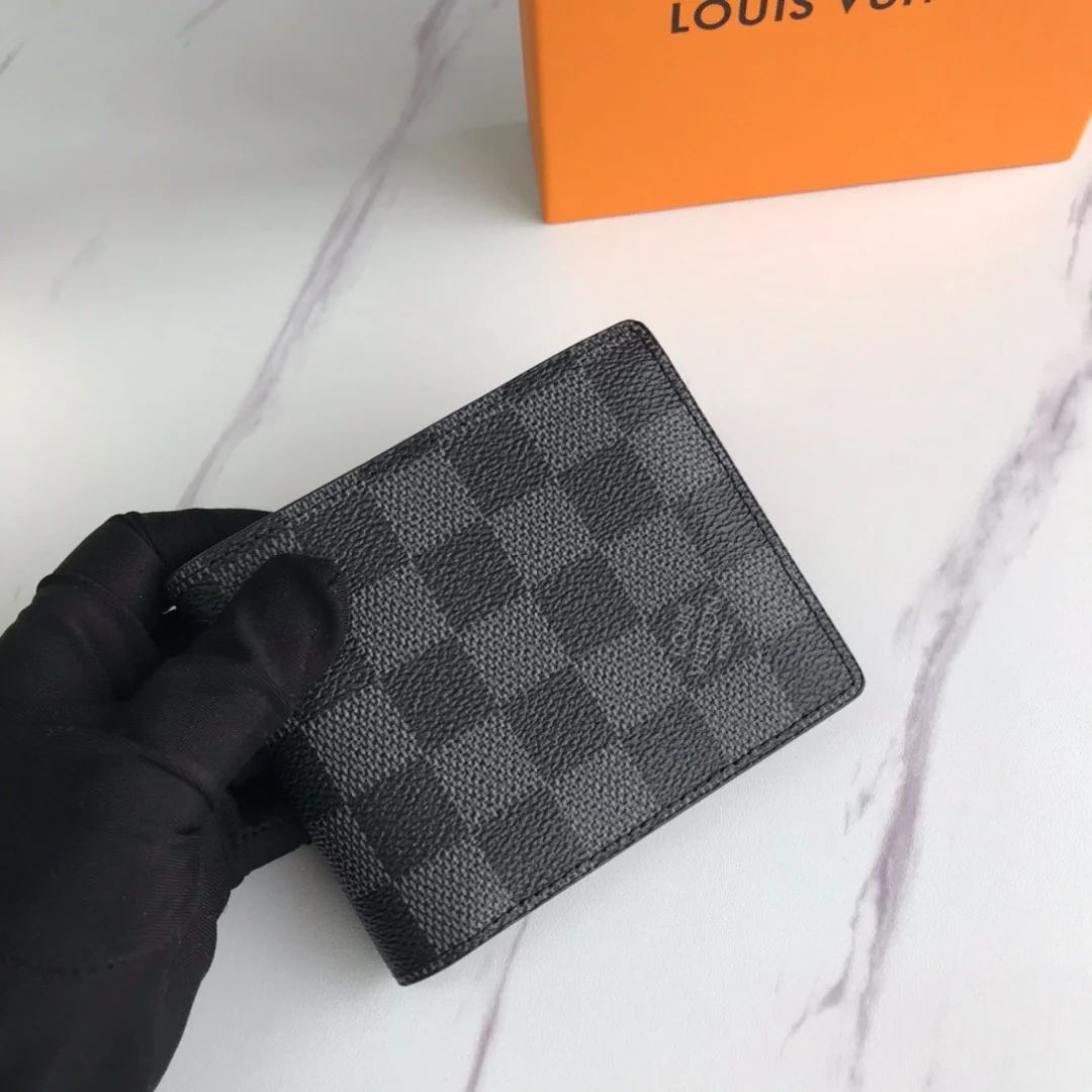 Designer LV Bifold Men Wallet Textured Black ( Made in Italy) - Hutch